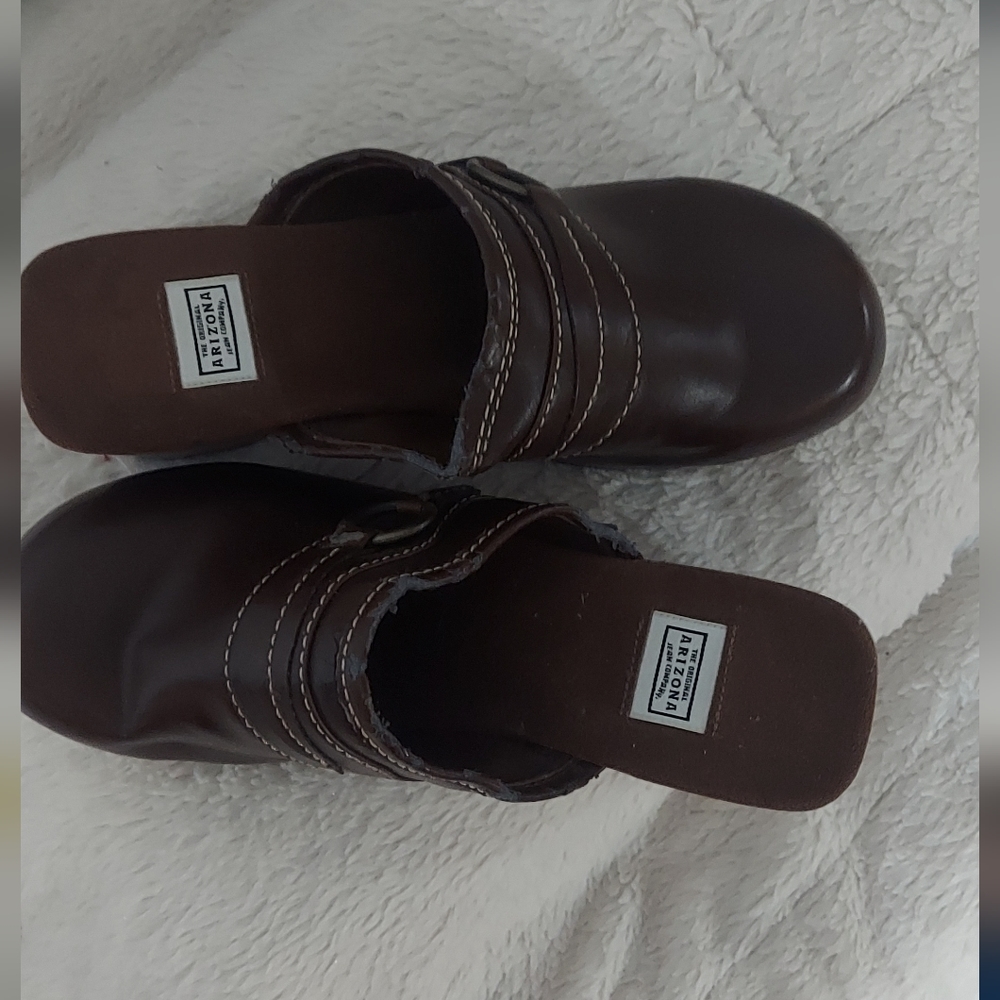 Woman's Arizona Brown Leather Clogs